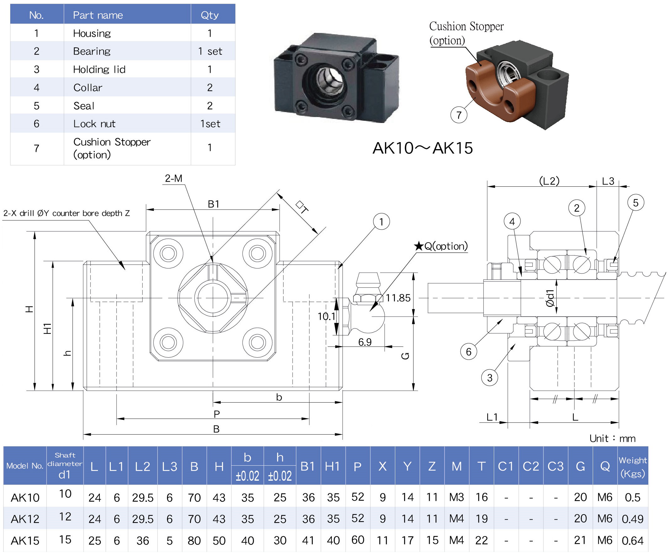 AK10 Ball Screw Support Unit by SYK